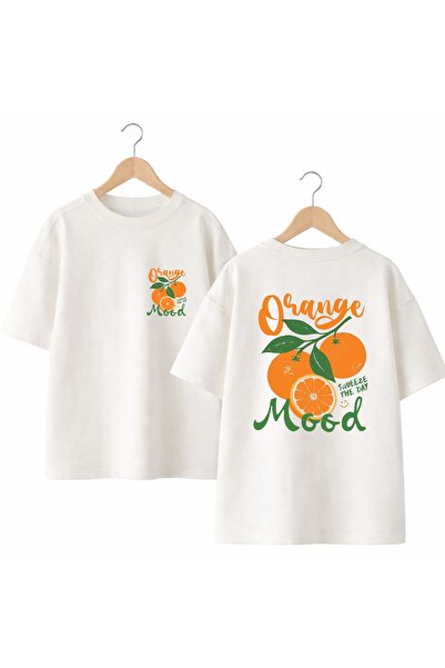 playwear Tricou Orange Mood cu imprimeu pe spate și pe piept, 100% bumbac, su...