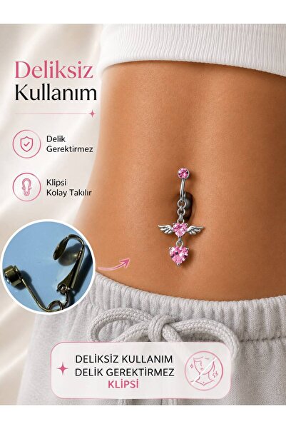 Arescollection delik gerektirmeyen deliksiz klipsli göbek piercingi