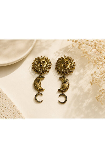 Archhazel Jewelery Xuping Dangle Big Earrings with Gold Sun Moon Star Figures