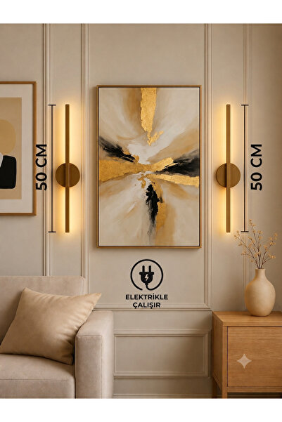 ST LİGHTİNG Eskitme 50cm Kablosuz Pilli Salon Koridor Tablo Duvar Resim Telev...