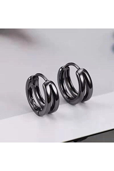 Choice Black Gun Plated 2Pcs Hollow Double Ring Small Hoop Earrings For Men W...