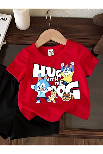 New Shine تي شيرت قطني للأطفال مطبوع عليه Hug With The Dog