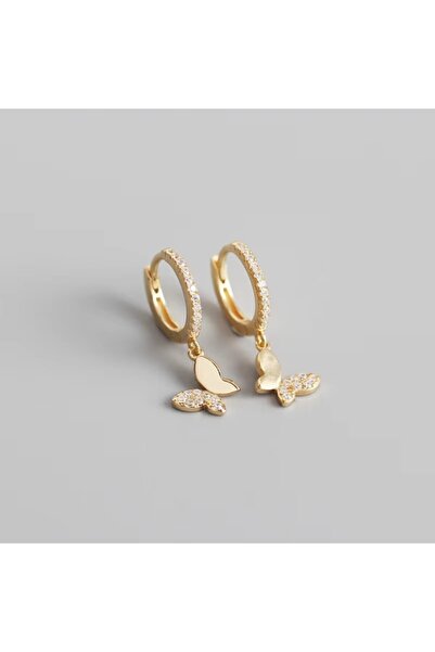 Choice1 2 925 Sterling Silver Butterfly Hoop Earrings for Women Shiny CZ Gold...