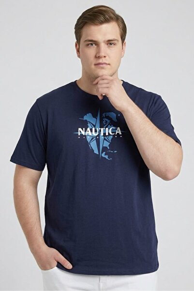 Nautica Men Crew Neck Short Sleeve Graphic Printed T-Shirt, Navy