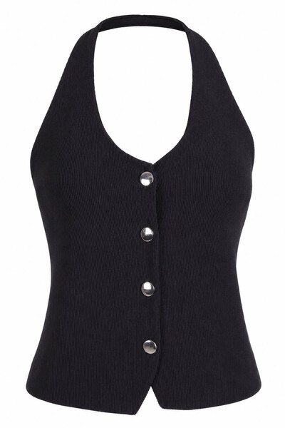 trender Halter Neck Oil Black Women's Vest 6515