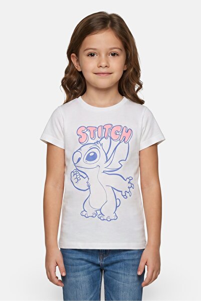 Disney Kids Girl Lilo And Stitch Short Sleeve Top, White