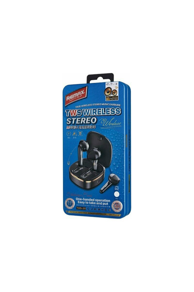 Remax TWS-25 Ασύρματα ακουστικά Bluetooth Handsfree με θήκη φόρτισης Μαύρα