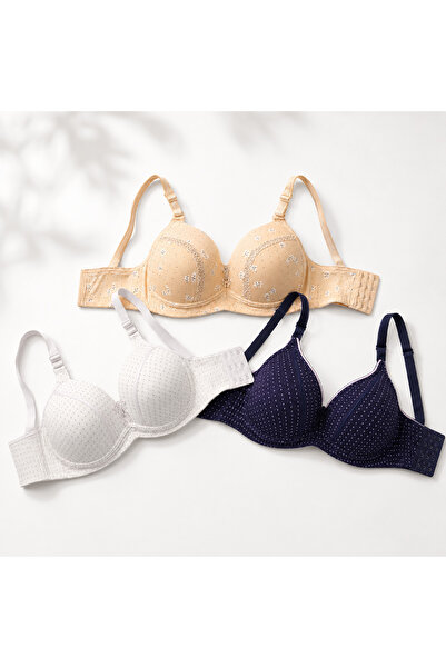 MADE Women's 3-Piece Lace Padded Bra Set Size 56