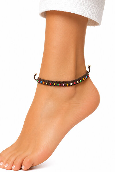 NEHOLİA Hand Knitted Colorful Beaded Anklet Adjustable Bohemian Summer Women'...