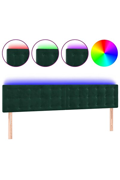 vidaxl Tăblie de pat cu LED, verde închis, 200x5x78/88 cm, catifea