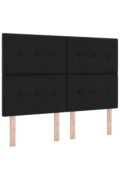 vidaxl Tăblie LED cu benzi LED cu headboard Negru 160 cm țesătură