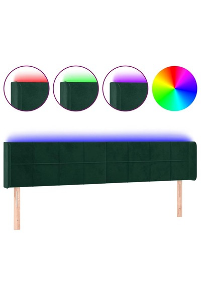 vidaxl Tăblie de pat cu LED, verde închis, 183x16x78/88 cm, catifea
