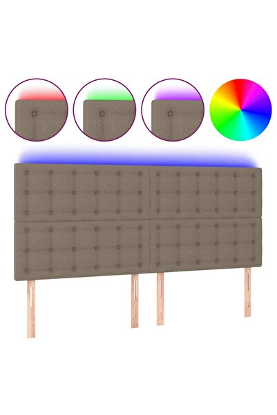vidaxl Tăblie de pat cu LED, gri taupe, 180x5x118/128 cm, textil