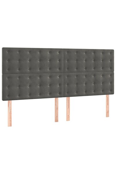 vidaxl Tăblie de pat gri închis 160x5x118/128 cm catifea