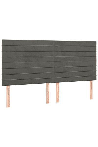 vidaxl Tăblie de pat gri închis 180x5x118/128 cm catifea