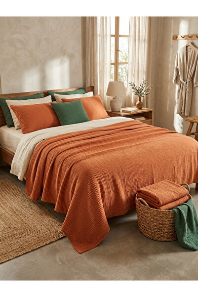 CollessiaHome 4 Layer 100% Cotton Double Muslin Bedspread - King Size (240X26...