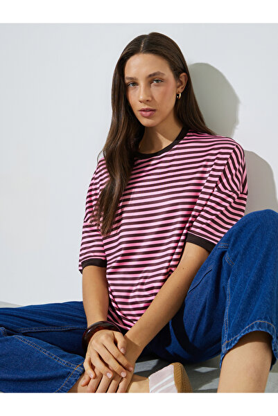 Styli Striped Round Neck Oversized T-Shirt