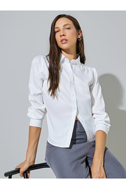 Styli White Long Sleeve Button-Up Shirt