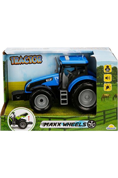 Maxx Wheels Tractor albastru cu lumini si sunete, Maxx Wheels, 18 cm