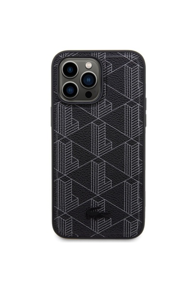 Lacoste Калъф Blend Monogram MagSafe за iPhone 15 Pro Max - Черен