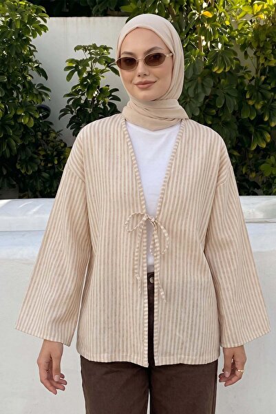zenne كيمونو كتان مخطط 43481 - فيزون