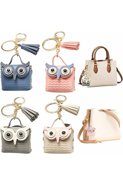 Arabest 4-Piece Owl Mini Backpack Bag Accessory,PU Leather Cute Owl Coin Purs...
