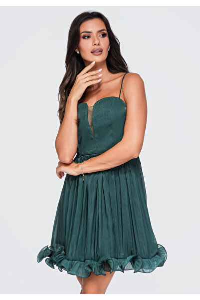 Larica Women's Mini Dress, Flared Design with Thin Straps LA-OM-DLR431