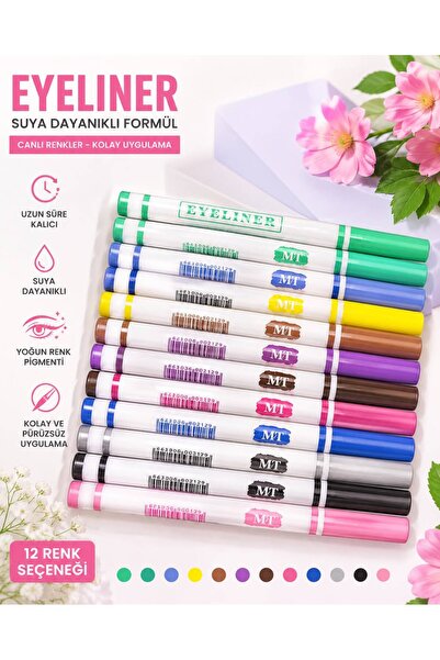 ESTNAİL 12li ayliner seti akma yapmaz suya dayanıklı set