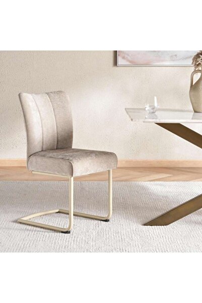 PAN HOME RIVINGTON DINING CHAIR FABRIC - CAPPUCCINO BROWN & BEIGE