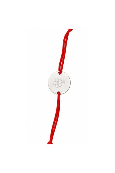 JOLIE Martisor Bratara, Jolie, Argint 925, Model Trifoi Gravat, Snur Rosu Reg...