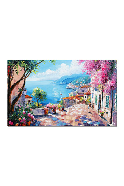 artnova Ръчно рисувана картина от Амалфи, Италия, Прекрасна гледка, 100x60см,...