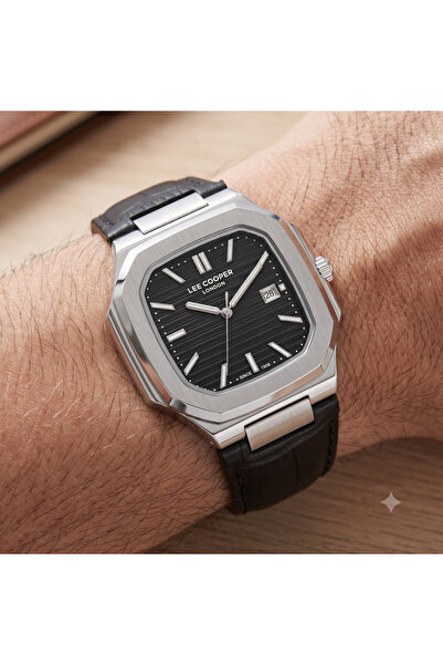 Lee Cooper New Season Calendar Men's Wristwatch Black Leather Cord Double Col...