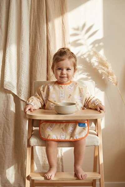 Generic Brand Bunny Bliss Waterproof Baby Bib with Sleeves - Stain-Resistant,...