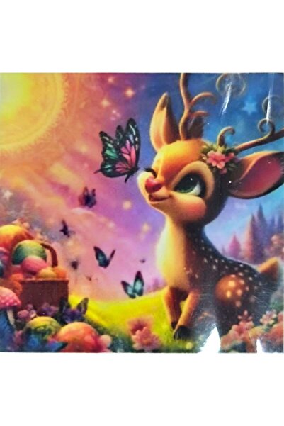 LİVA CRAFT Art & Craft Diamond Mosaic Painting, 30X30Cm Baby Gazelle Bead Glu...