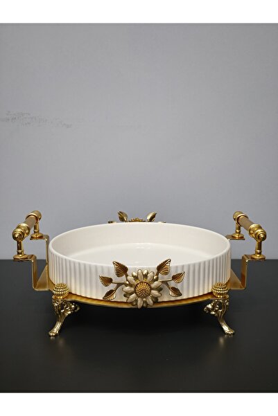 PARILTI HOME COLLECTİON Oven Dish Bowl Luxury Serving Plate Bowl Gold Silver ...