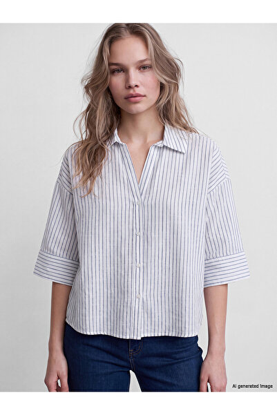LC Waikiki Two Mt Shop Quality Striped Oversize Women's Shirt