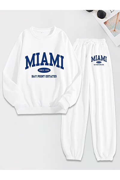 macklin Unisex Men's and Women's Miami Printed 3 Thread Crew Neck Sweatshirt Set