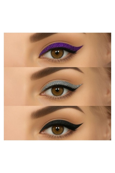 OEM Eyeliner autocolant cu glitter, argintii, negre, mov, 4 perechi – efect d...