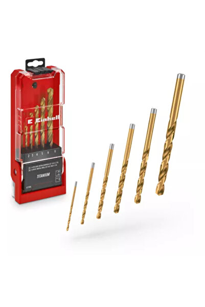 Einhell Set de 6 burghie metal HSS-G din titan otel HSS 4341 acoperit cu tita...
