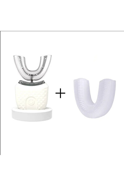 Choice White and 1 Nozzles 360° Intelligent U-Shaped Electric Toothbrush for ...