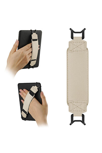 Choice7 beige For 6-7inch Leather Tablet Hand Strap Elastic Anti Drop EReader...