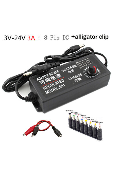 Choice10 US 3V-24V 3A 8P clip Adjustable AC To DC Power Supply 3V 5V 6V 9V 12...