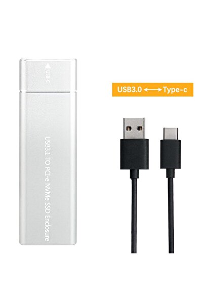 Choice4 USB-Type C Silver USB3.1 M.2 SSD Enclosure Mobile Case Supports NVME ...