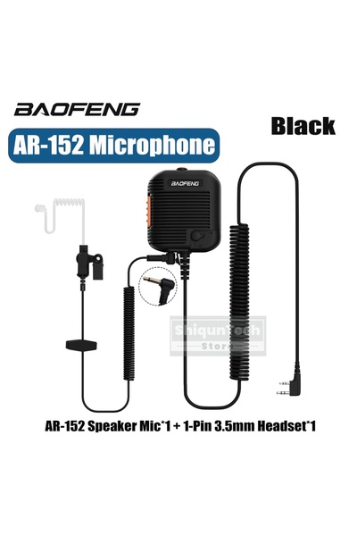 Choice4 BAOFENG Black-1Mic-1Headset Baofeng Microphone Speaker Mic AR-152 Tac...