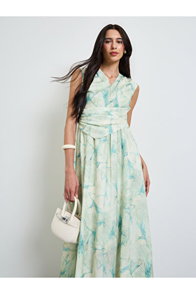 Styli Floral Print Sleeveless A-Line Midi Dress