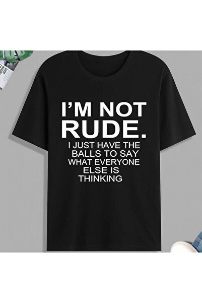 KYMC07 تي شيرت رجالي مطبوع عليه عبارة "I'm Not Rude" مثير للاهتمام، مناسب للص...