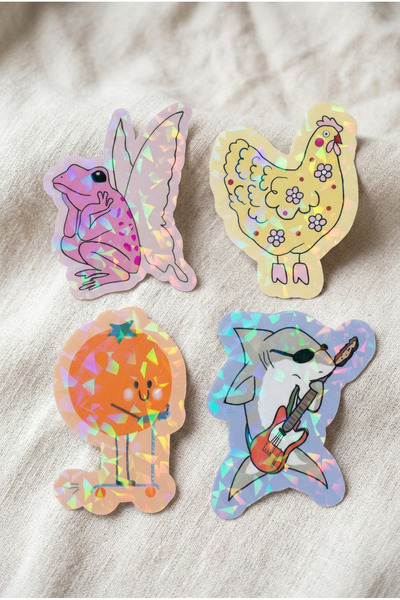 Plumie Hologramlı Laminasyonlu Cute Character Sticker Seti 4’lü | Laptop, Def...