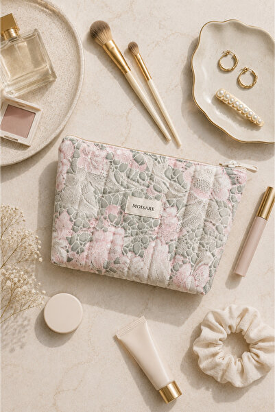 MOISARE Makeup Bag Quilted Organizer - Travel Cosmetic Organizer Zippered Mul...