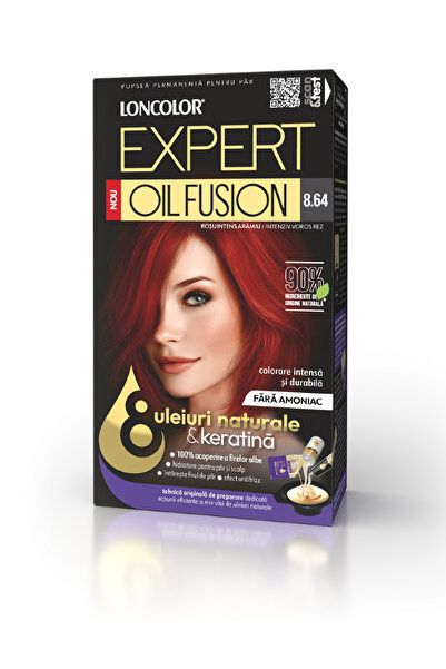 Loncolor Vopsea de păr permanentă Expert Oil Fusion 8.64 Roșu Cupru Intens, 1...