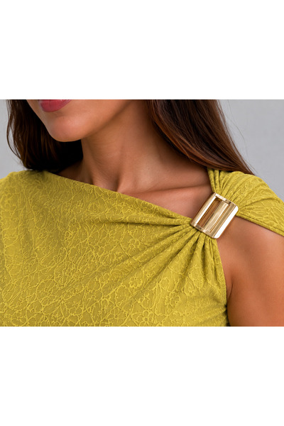 get crazy collection Asymmetric Collar and Draped Lace Blouse